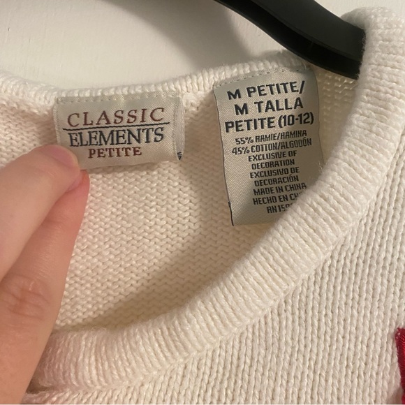 XMas Sweater Poinsettia Snowflake Holiday Cardi Classic Elements M Petite Tall - Picture 3 of 8